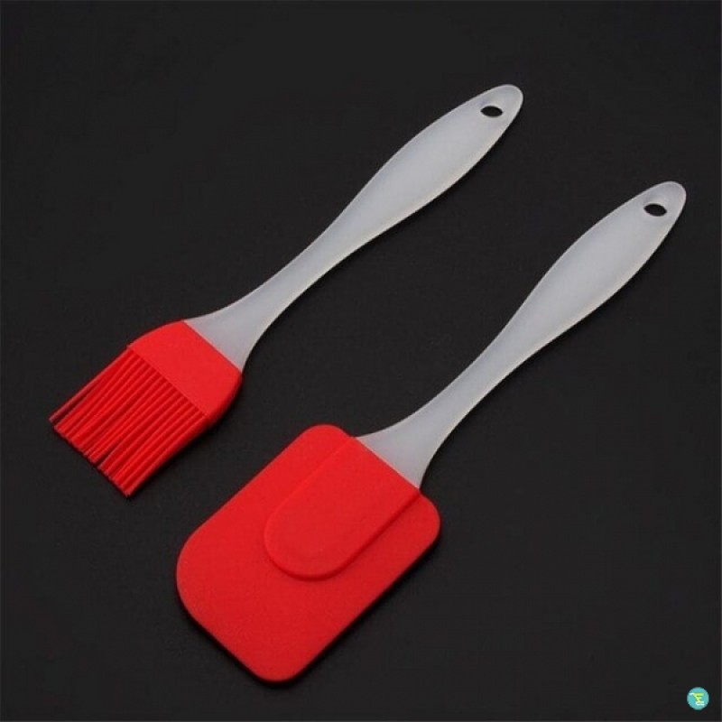 Silicon Brush and Spatula - Red