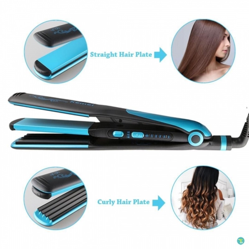KEMEI KM-2209 2 in 1 Creative Hair Straightener Curling Iron