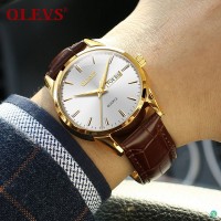 OLEVS Mens Watches Top Brand Luxury Quartz Wrist watch reloj hombre Fashion Casual Business Leather Men Watch